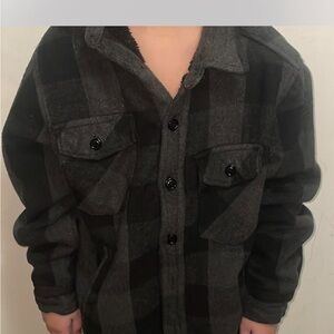Kids Black and Gray Plaid Jacket